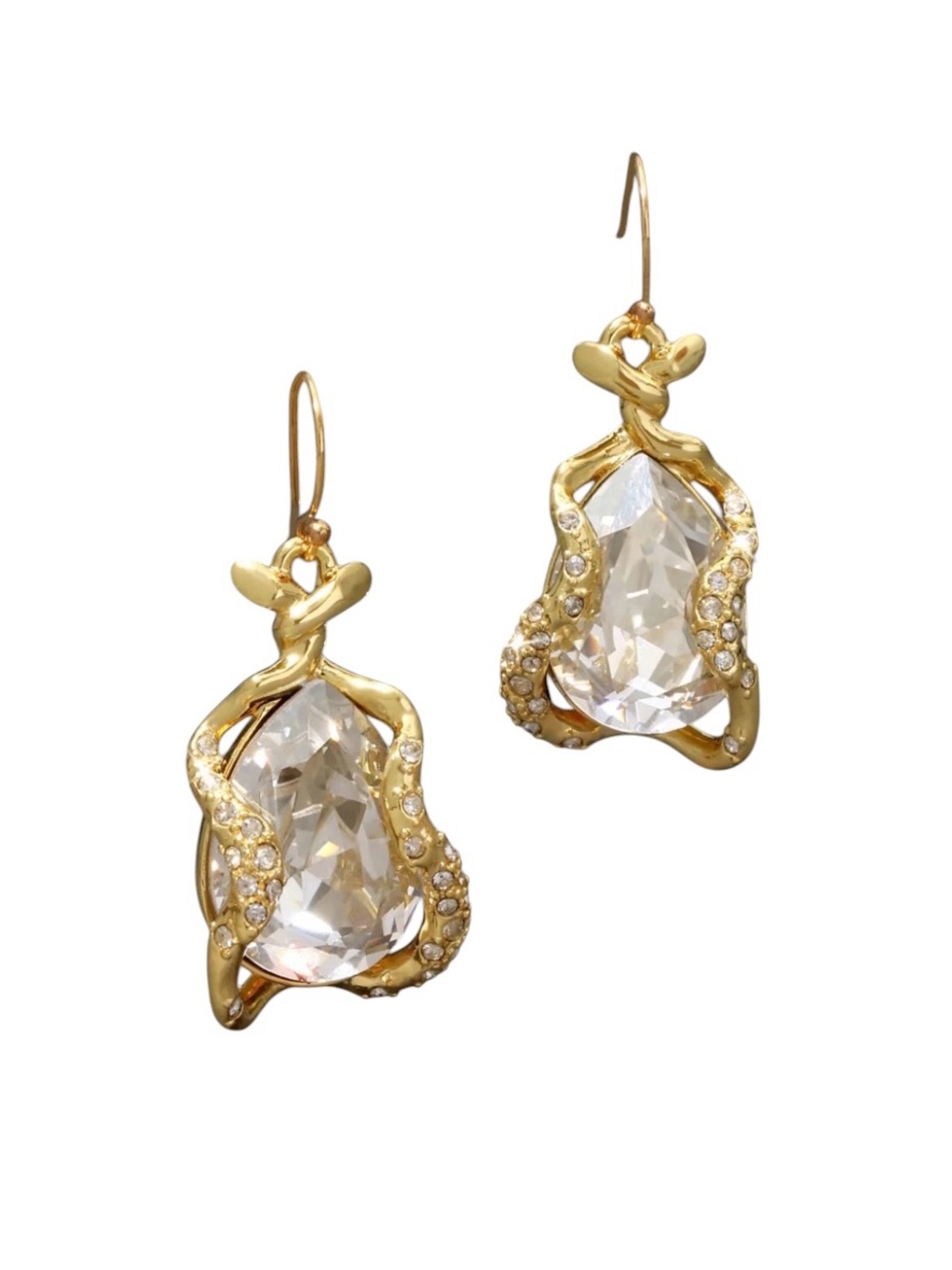 Alexis Bittar Twisted Gold Crystal Drop
Wire Earring- Air